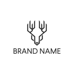 Deer Head Logo Design Vector. Stylized geometric shape deer logotype template