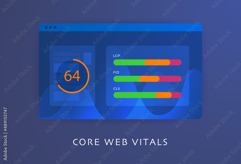 Poster core web vitals - web performance for web site and search engine rankings. standard metrics - lcp - 