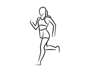 hand drawn female runner illustration