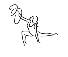 hand drawn rhythmic gymnastics line illustration