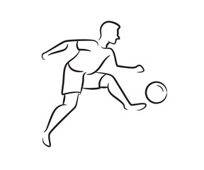 Fototapeta na wymiar football player sketch line illustration