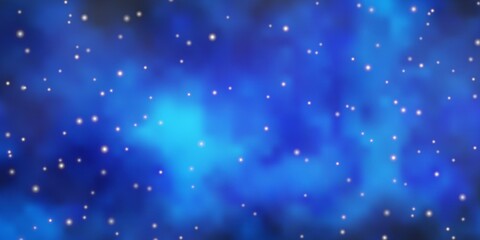 Light BLUE vector template with neon stars.