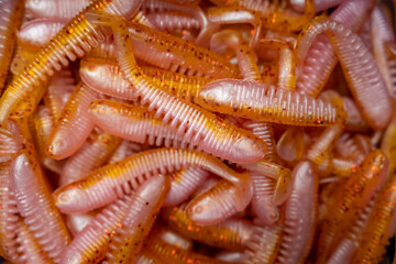 Colourful jig fishing lures with out hook.