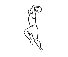hand drawn basketball player line illustration