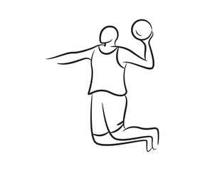 hand drawn basketball player line illustration