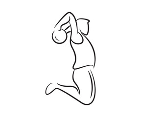 hand drawn basketball player line illustration