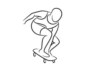 hand drawn skateboarder line illustration