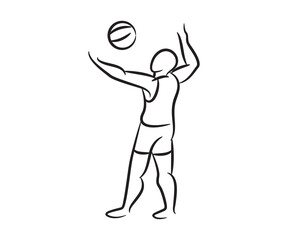 Fototapeta premium volleyball player sketch line illustration