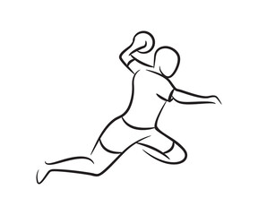 handball player sketch line illustration
