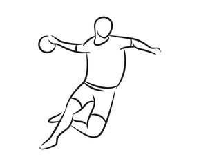 handball player sketch line illustration
