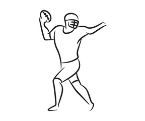 Fototapeta na wymiar american football player sketch line illustration