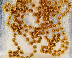 New Year, Christmas tree, Christmas, New Year toys, Santa Claus, Santa Claus, stars, Christmas tree stars, Christmas tree toys, ice, snowflakes, frozen in ice, frozen flora