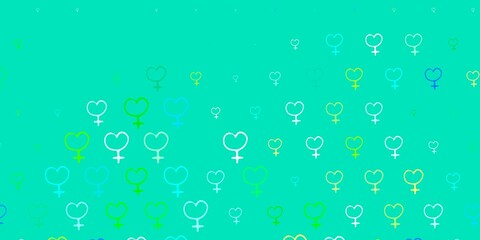 Light Blue, Green vector texture with women rights symbols.