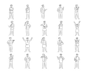 Fototapeta na wymiar set of hand drawn chef characters illustration
