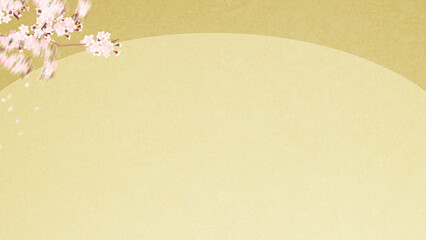 Golden oriental background material using cherry blossoms