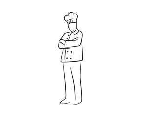 chef character sketch line illustration