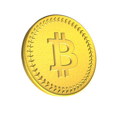 Bitcoin BTC Gold Coin White Background