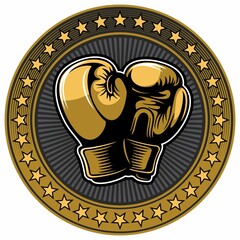 Two golden boxing gloves. Boxing vector logo design elements. Logo design concept.