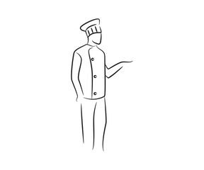 chef character sketch line illustration