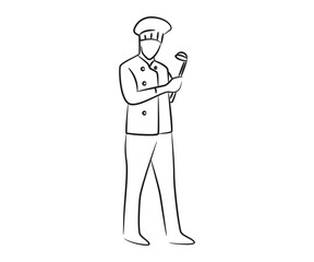 chef character sketch line illustration