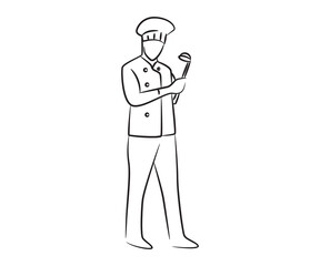 chef character sketch line illustration