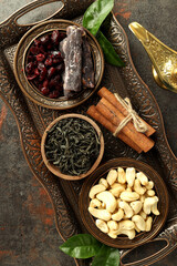 Concept of Ramadan Kareem month, top view