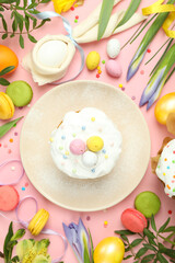Fototapeta na wymiar Concept of tasty Easter food, top view