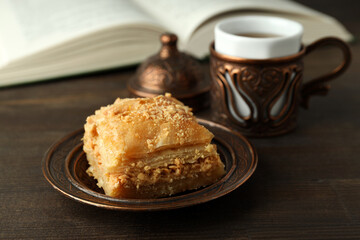 Concept of Ramadan Kareem month, close up