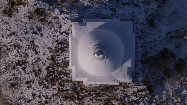 buddhist stupa on the island of ogoy on the small sea on lake baikal