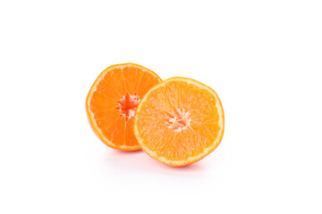 Halves of mandarin isolated on white background