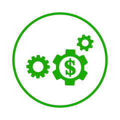 Business, setting icon. Green vector sketch.