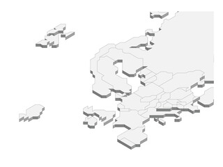 Isometric political map of Europe
