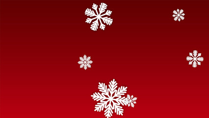 Christmas  Vector Background with Falling Snowflakes. Isolated on Red Background. Realistic Snow Sparkle Pattern. Snowfall Overlay Print. Winter Sky. Papercut Snowflakes.