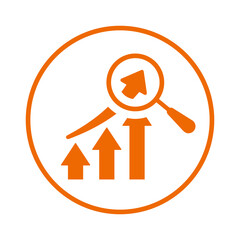 Development, expansion, growth icon. Orange vector sketch.
