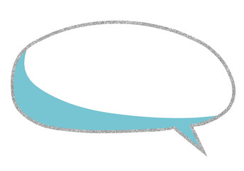 手描きの銀色の丸い吹き出し　青の影