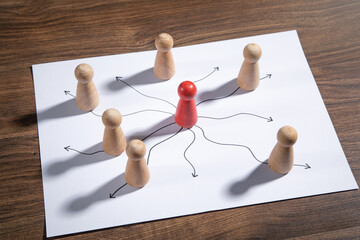 Obraz premium Concept of choice. Human figures and direction arrows
