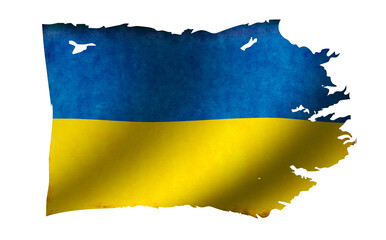 Dirty and torn country flag illustration / Ukraine