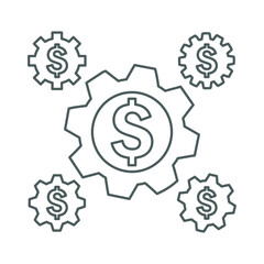 Making, money, system outline icon. Line art sketch.