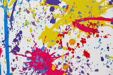Splashing vibrant painting over a white paper. Colorful abstract background