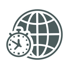 Global, time, zone icon. Gray vector sketch.
