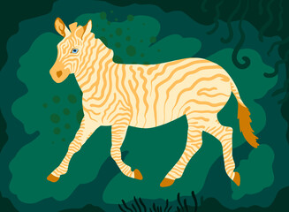 Fototapeta na wymiar vector albino zebra illustration in the jungle
