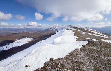 Monte Giano in Antrodoco (Italy) - A peak view of Monte Giano with snow. Summit of almost 2000...