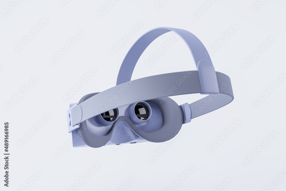 Aufkleber Close up of abstract gray VR glasses on white background. Device and augmented reality concept. 3D Rendering.