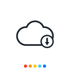 Cloud icon and Download sign for Manage data storage on the cloud.