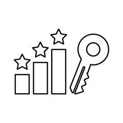 Keyword, rank, ranking, star outline icon. Line vector design.