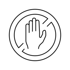 Obraz premium do not touch crossed out sign line icon vector illustration