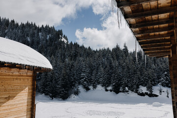 Caucasus mountains, Gomarduli. Winter. View from the house.