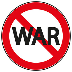 The absence of war is a sign. A red circle and a crossed-out line on the word 