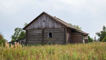 destroyed houses in an abandoned village