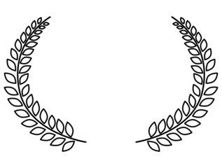 かわいい月桂冠　横長フレーム　白黒　イラスト素材